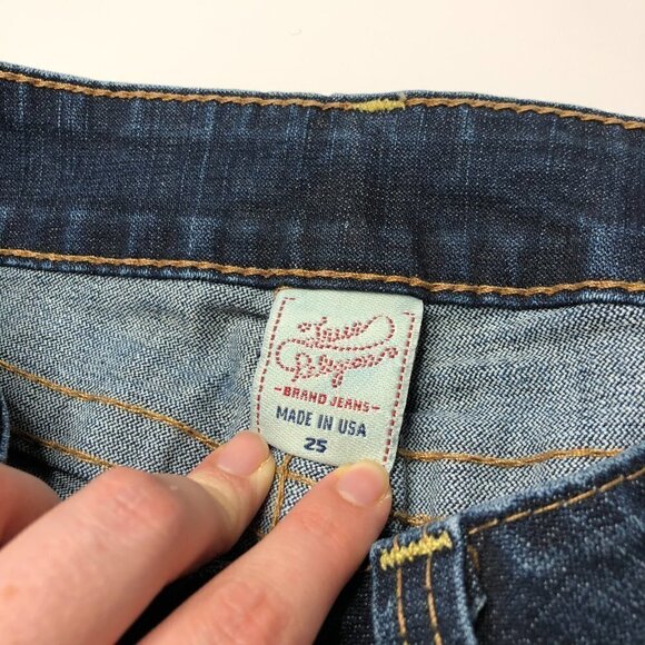 TRUE Religion Lexi 90s Low Rise Button Fly Slim Bootcut Blue Denim Jeans SIZE 25 - Picture 3 of 16
